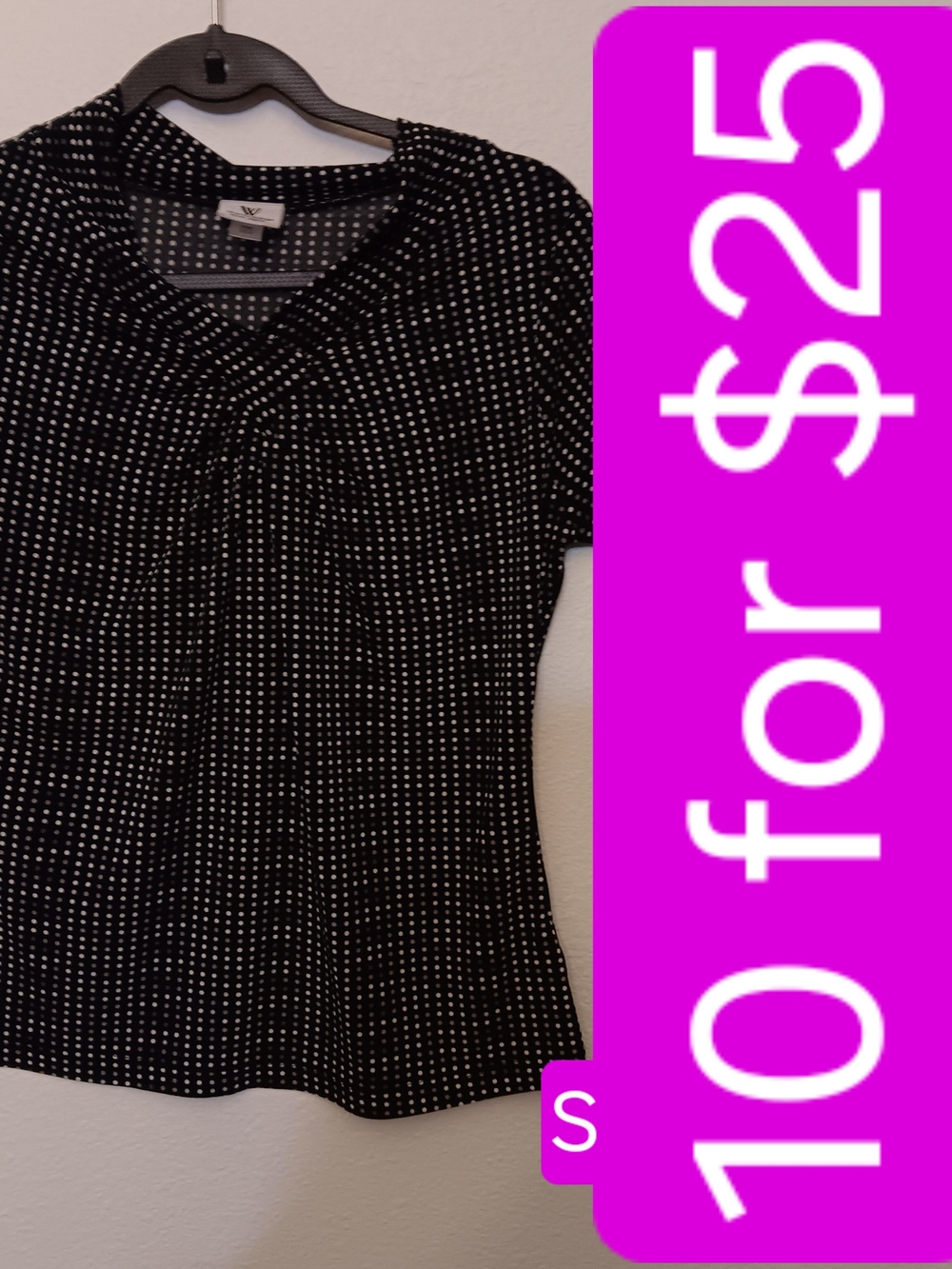 Worthington Black Top with White Dot Pattern